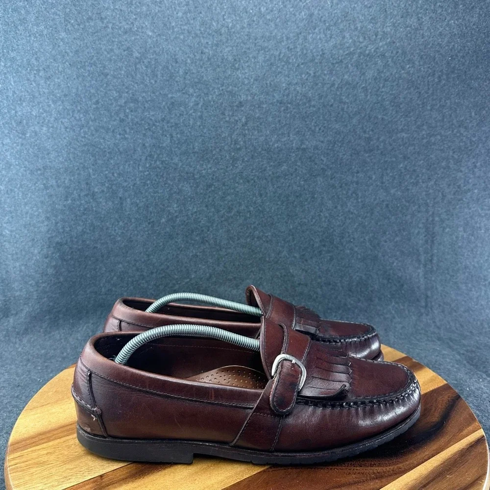 Allen Edmonds Waterbury Loafers Brown Leather Monk Strap Buckle Kilted Sz 12EEE